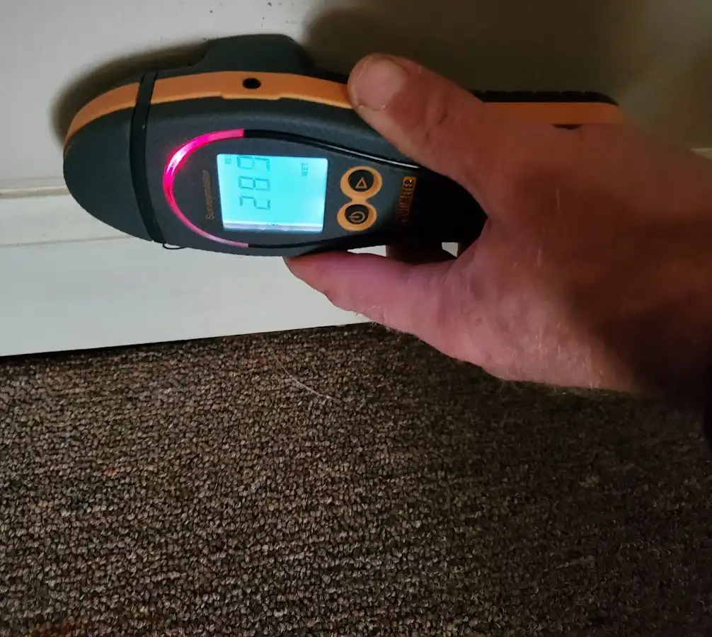 Moisture detection at baseboard during Sewage Cleanup & Sanitation in Cromwell